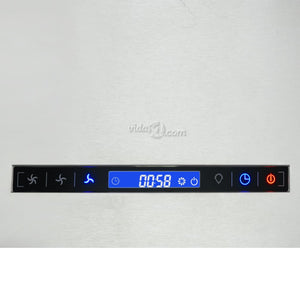 Free-hanging kitchen hood sensor LCD 37 cm stainless steel