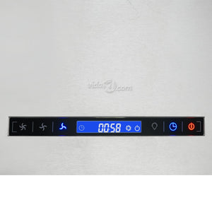 Free-hanging kitchen hood sensor LCD 55 cm stainless steel
