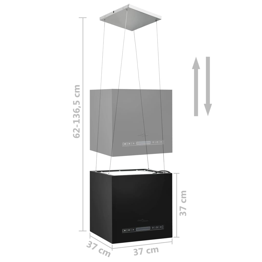 Fritthengende kjøkkenvifte sensor LCD 37 cm pulverlakkert stål