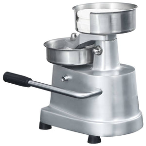 Hamburgerpresse med 500 stk mellomleggspapir aluminium 10 cm