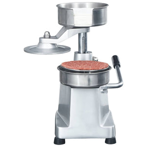 Hamburgerpresse med 500 stk mellomleggspapir aluminium 10 cm