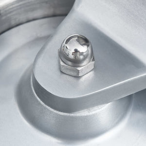 Hamburgerpresse med 500 stk mellomleggspapir aluminium 10 cm