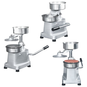 Hamburgerpresse med 500 stk mellomleggspapir aluminium 10 cm