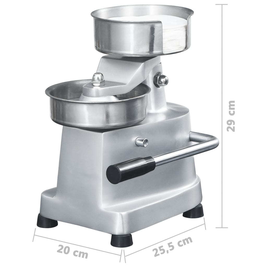Hamburgerpresse med 500 stk mellomleggspapir aluminium 13 cm