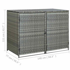 Garbage can shed poly rattan 148x77x111 cm anthracite
