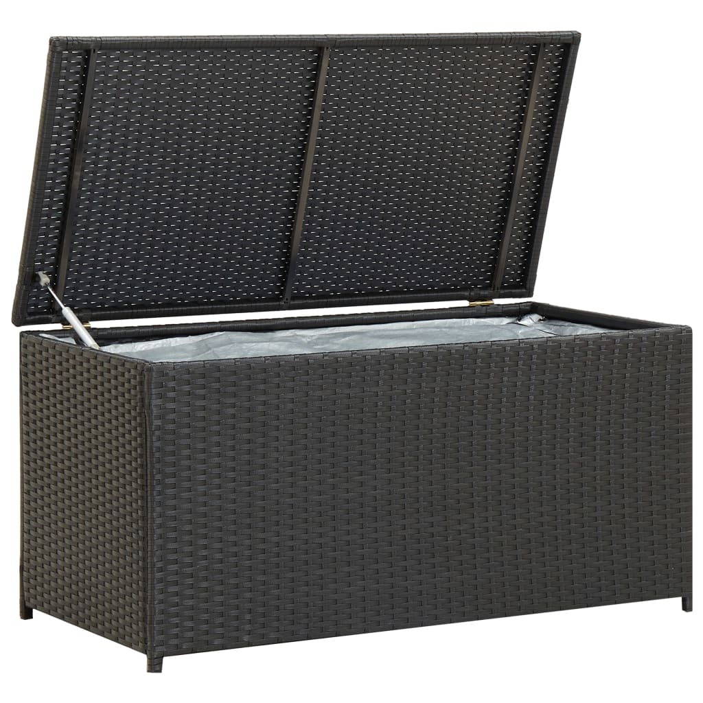 Outdoor storage box poly rattan 100x50x50 cm black