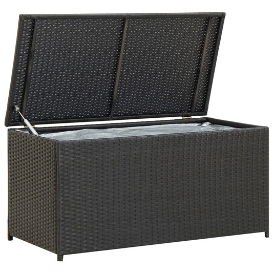 Outdoor storage box poly rattan 100x50x50 cm black