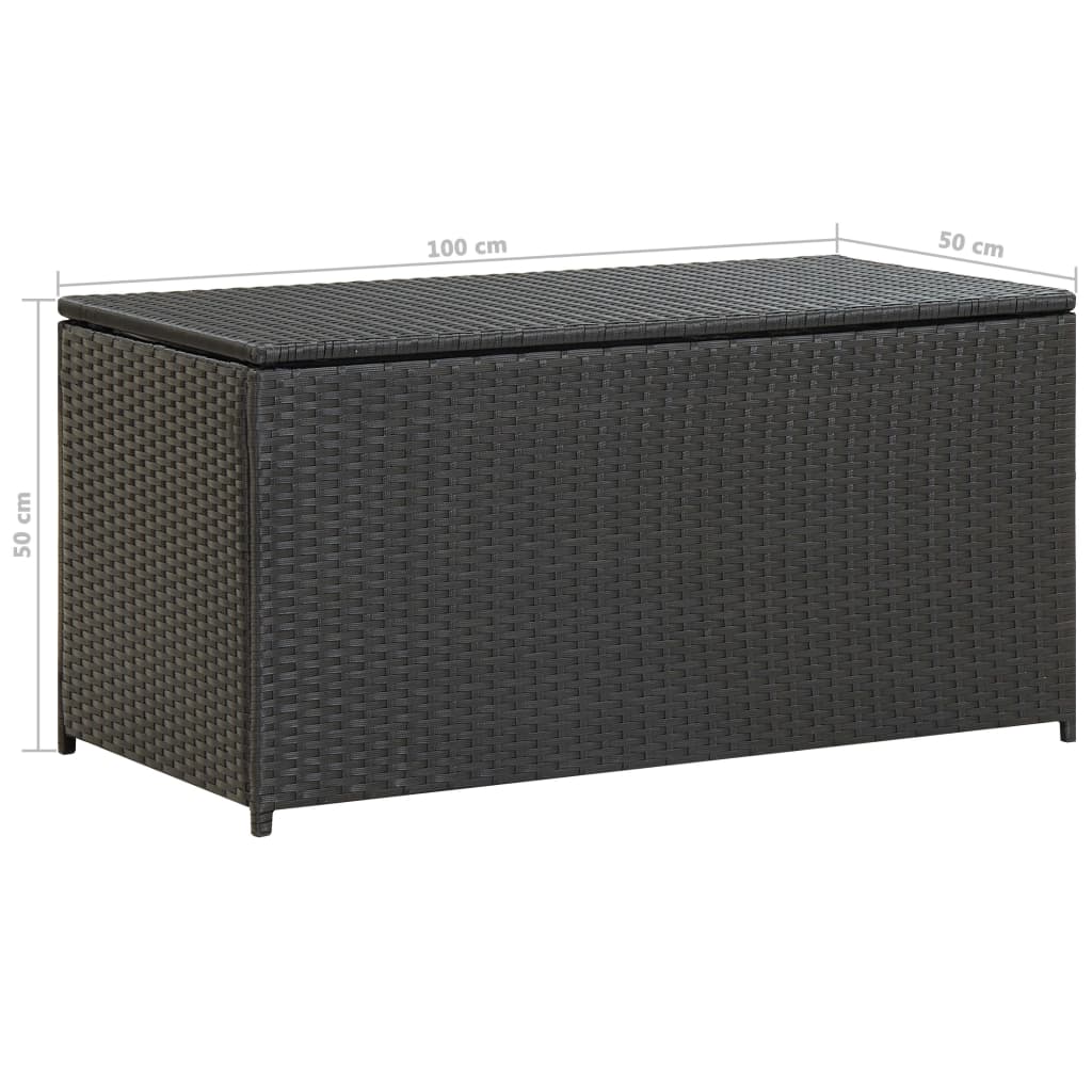 Outdoor storage box poly rattan 100x50x50 cm black