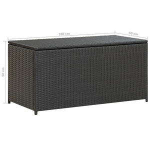 Outdoor storage box poly rattan 100x50x50 cm black