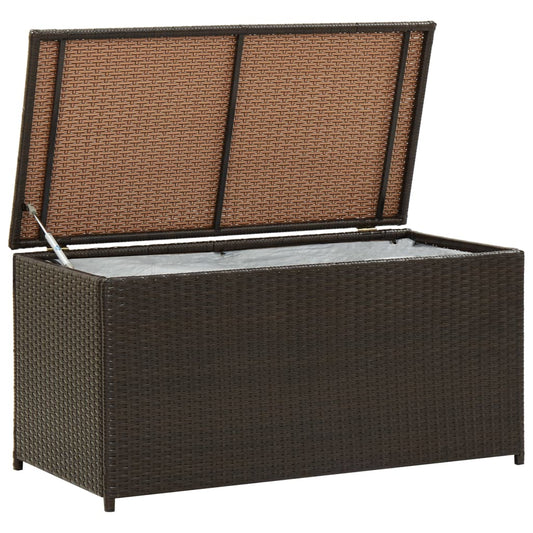 Outdoor storage box poly rattan 100x50x50 cm brown