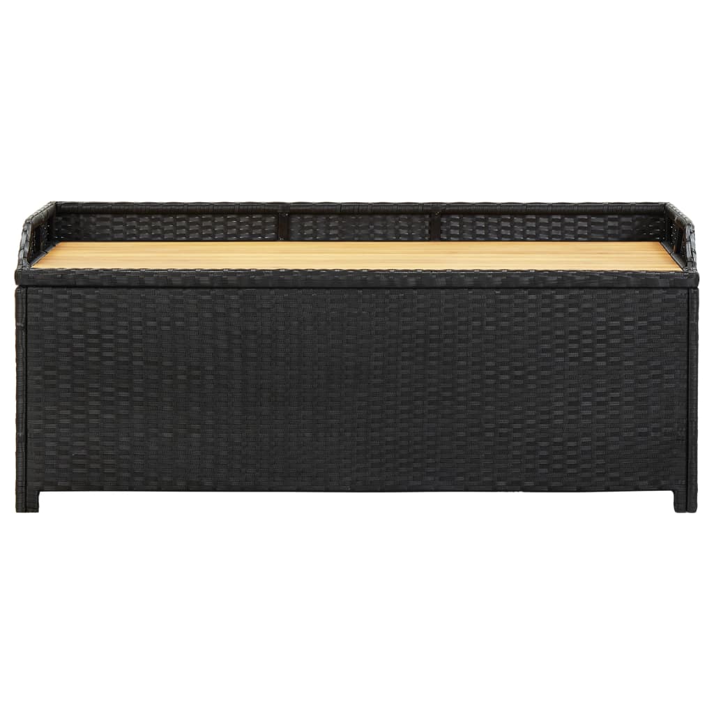 Garden storage bench 120 cm poly rattan black