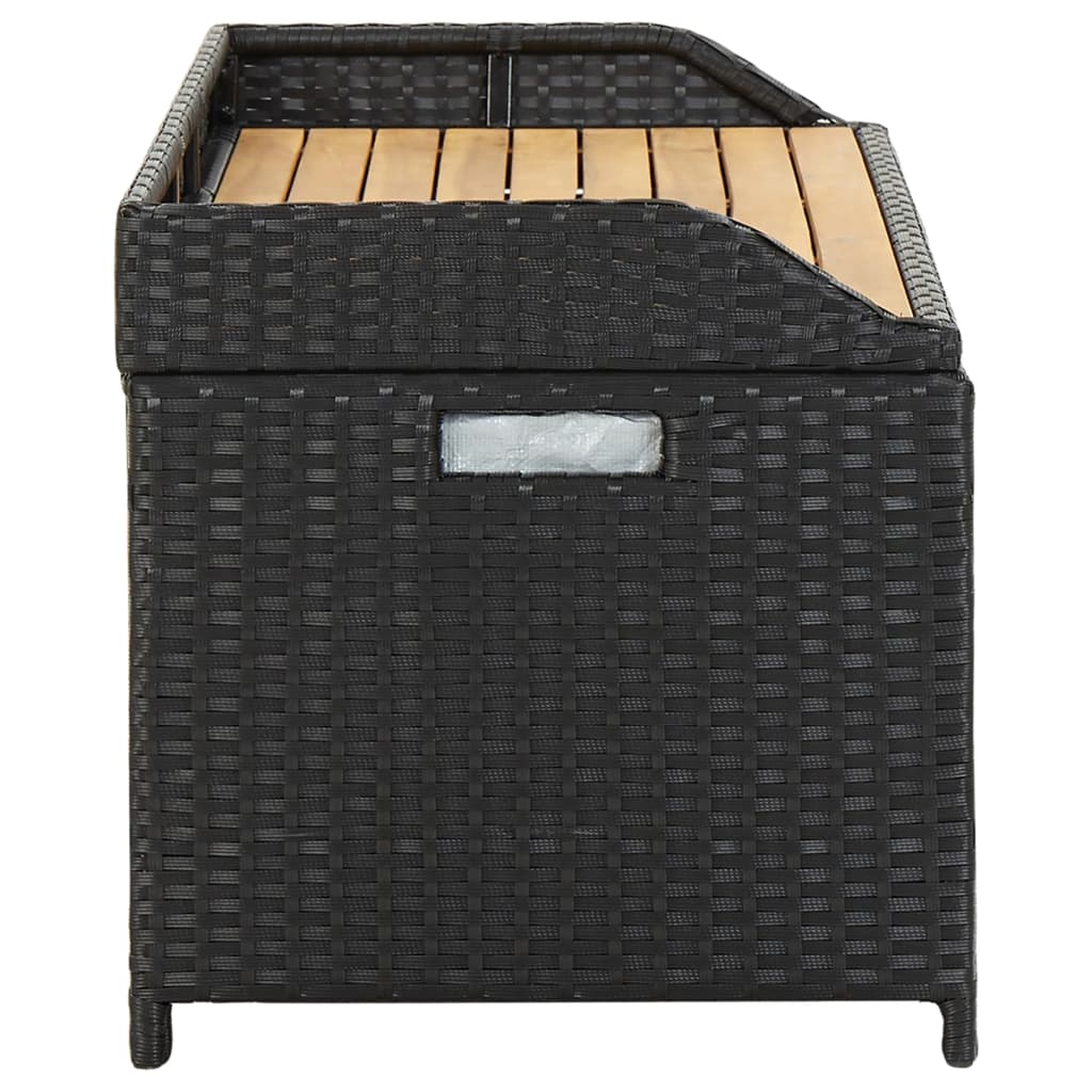 Garden storage bench 120 cm poly rattan black