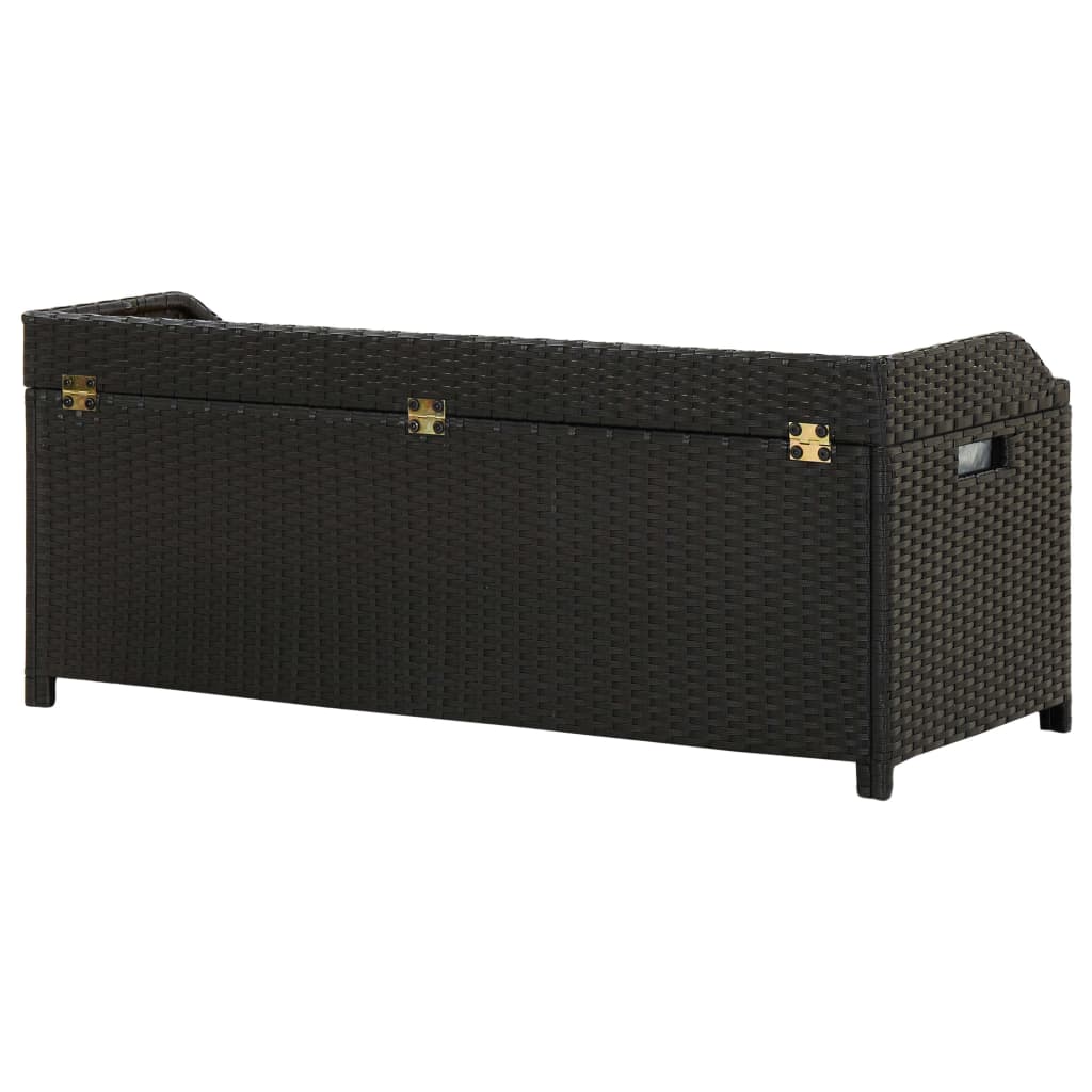 Garden storage bench 120 cm poly rattan black