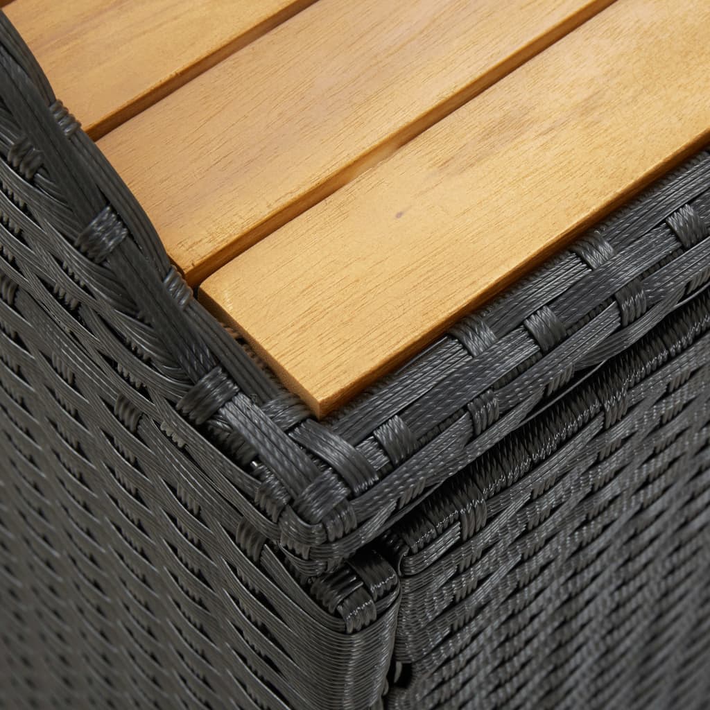 Garden storage bench 120 cm poly rattan black