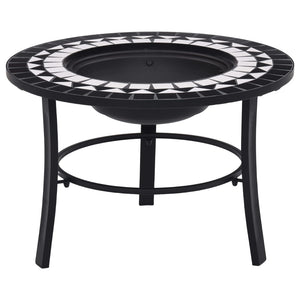 Fire bowl with mosaic pattern black and white 68 cm ceramic