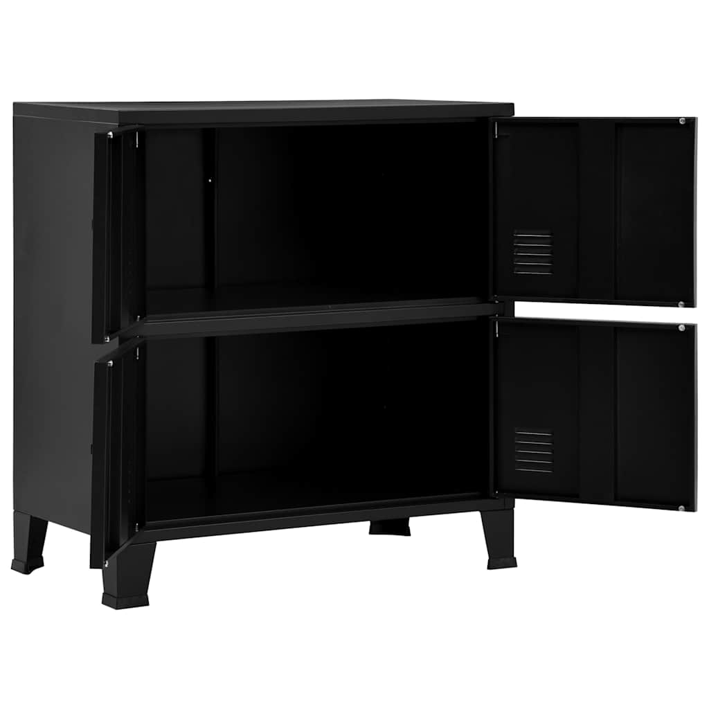 Industrial storage chest black 75x40x80 cm steel