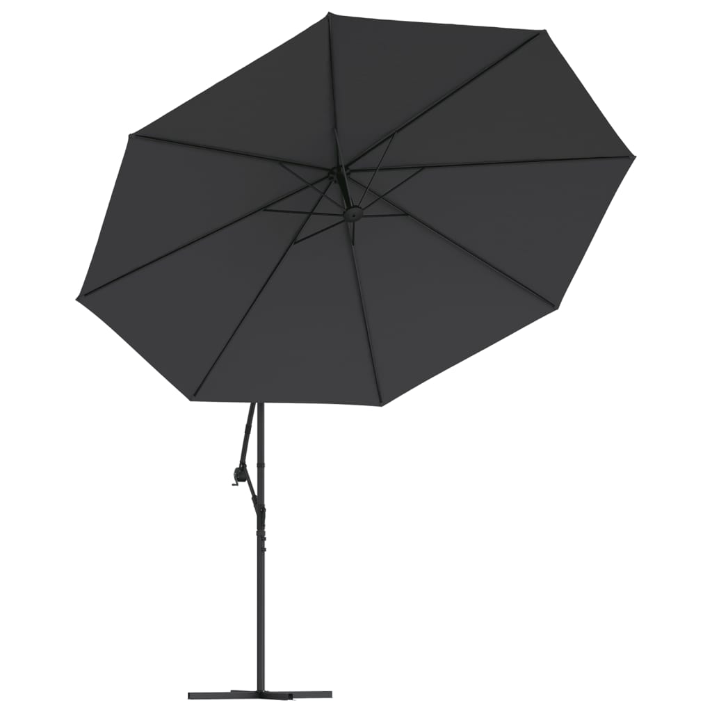 Hengende hageparasoll med aluminiumsstang 350 cm svart