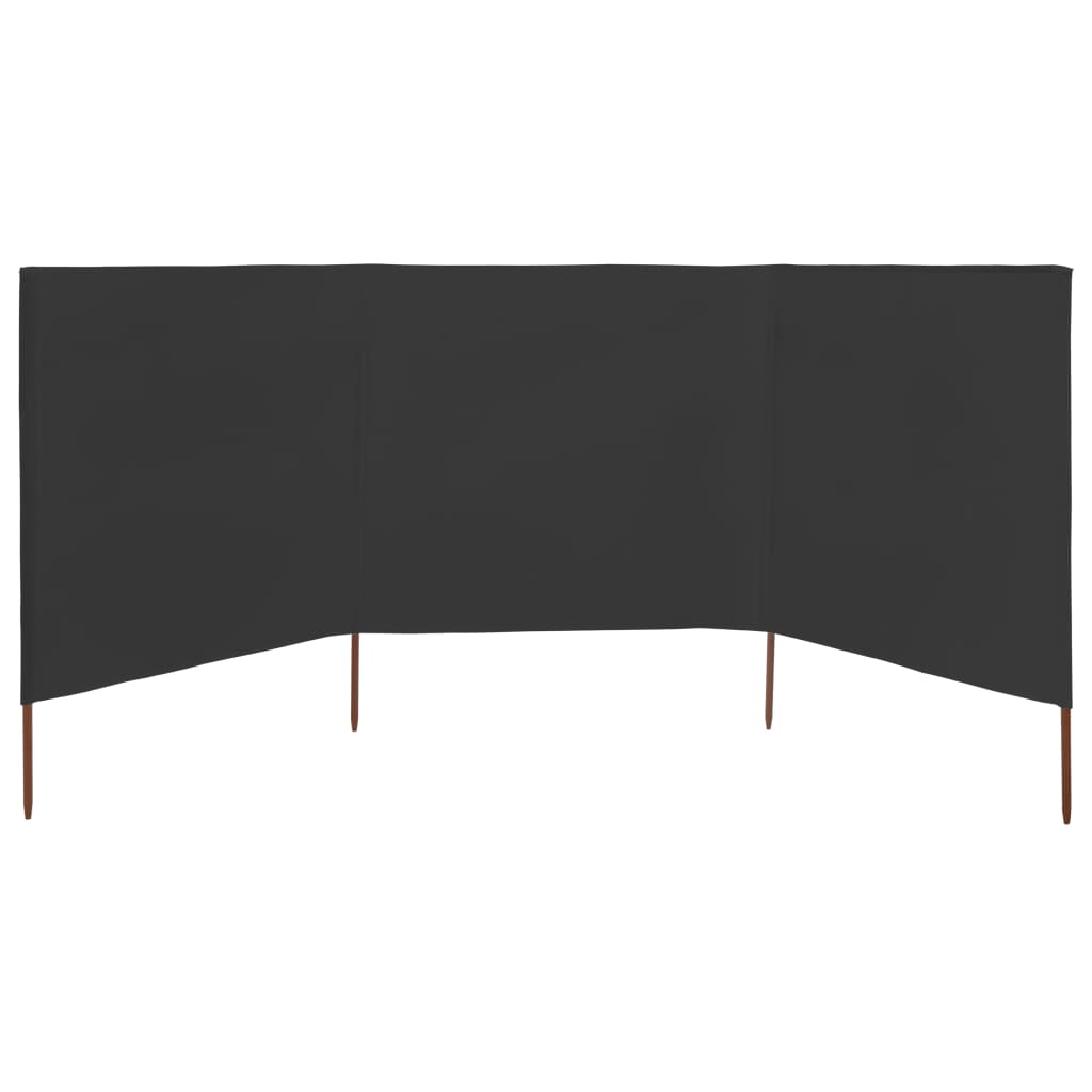 Vindskjerm 3 paneler stoff 400x80 cm antrasitt