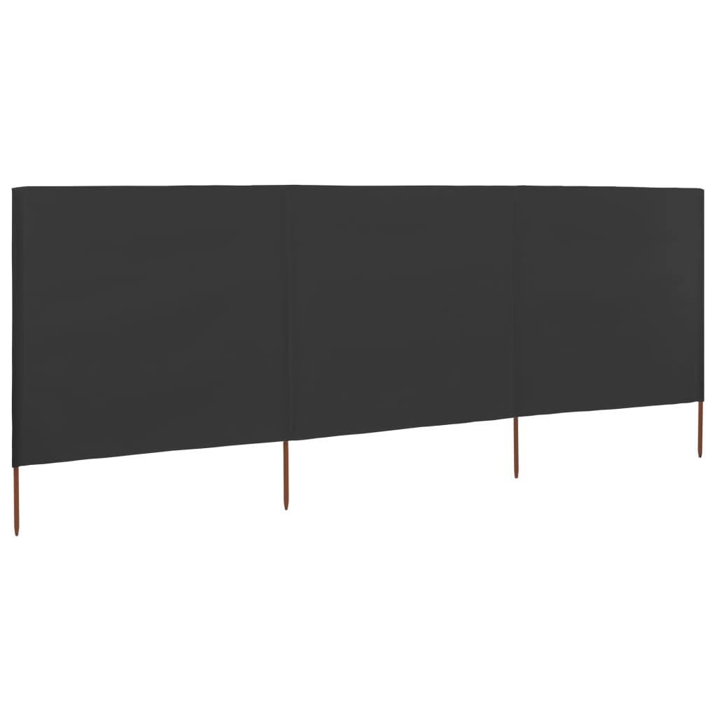 Vindskjerm 3 paneler stoff 400x160 cm antrasitt