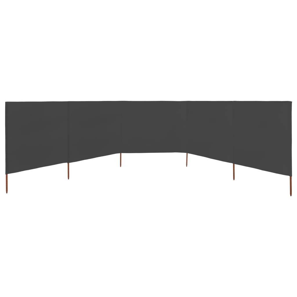 Vindskjerm 5 paneler stoff 600x160 cm antrasitt