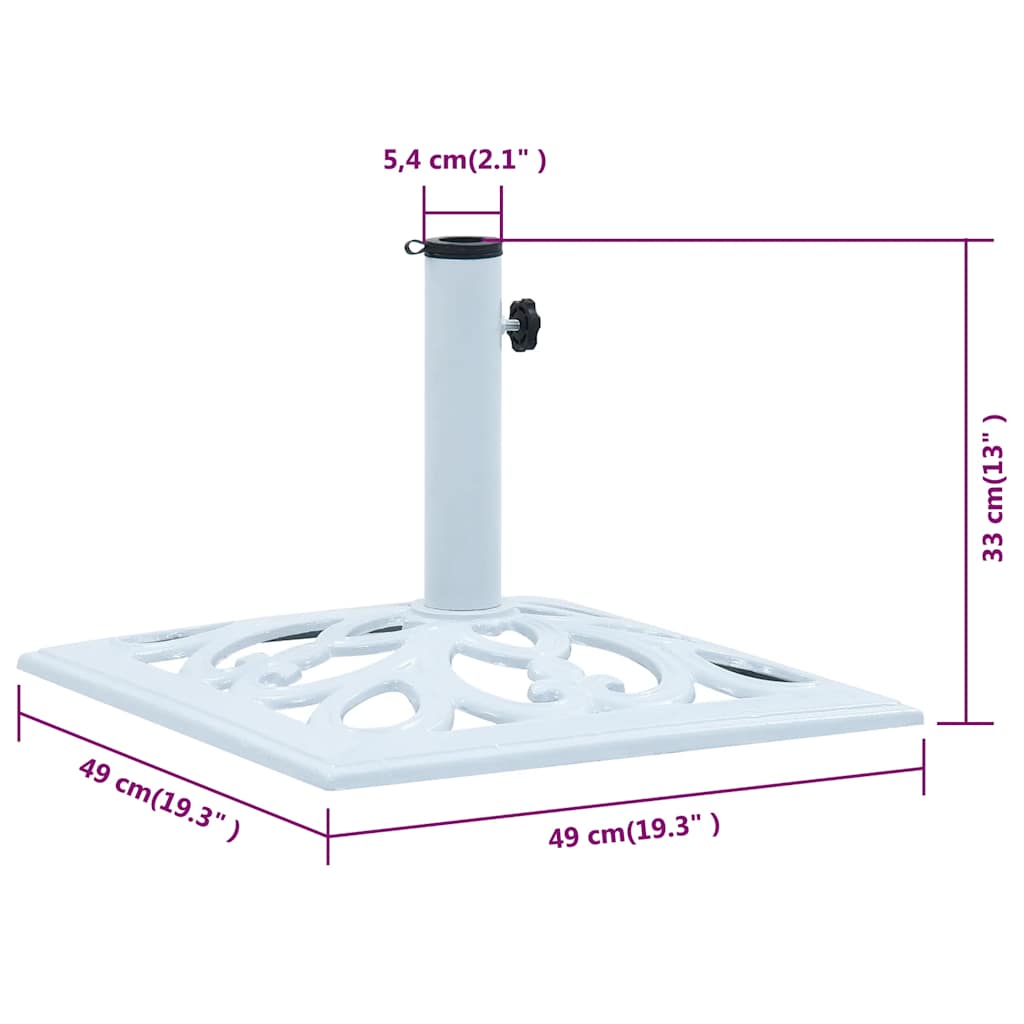 Parasollfot hvit 12 kg 49 cm støpejern