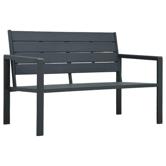 Hagebenk 120 cm HDPE grå treutseende