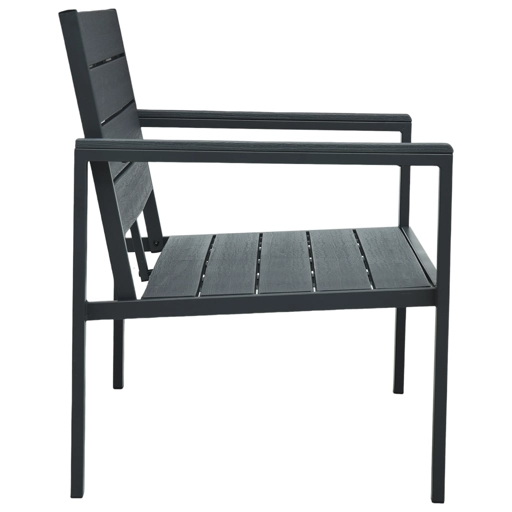 Hagebenk 120 cm HDPE grå treutseende