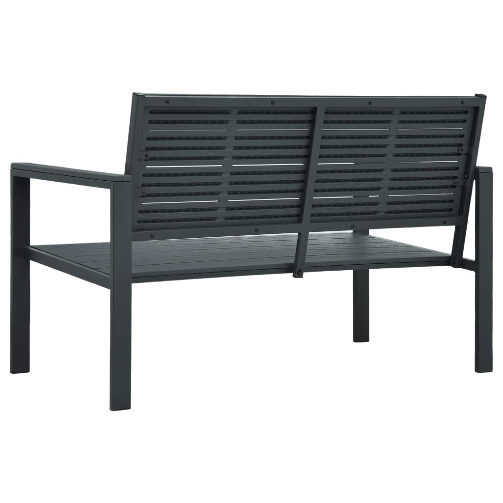 Hagebenk 120 cm HDPE grå treutseende
