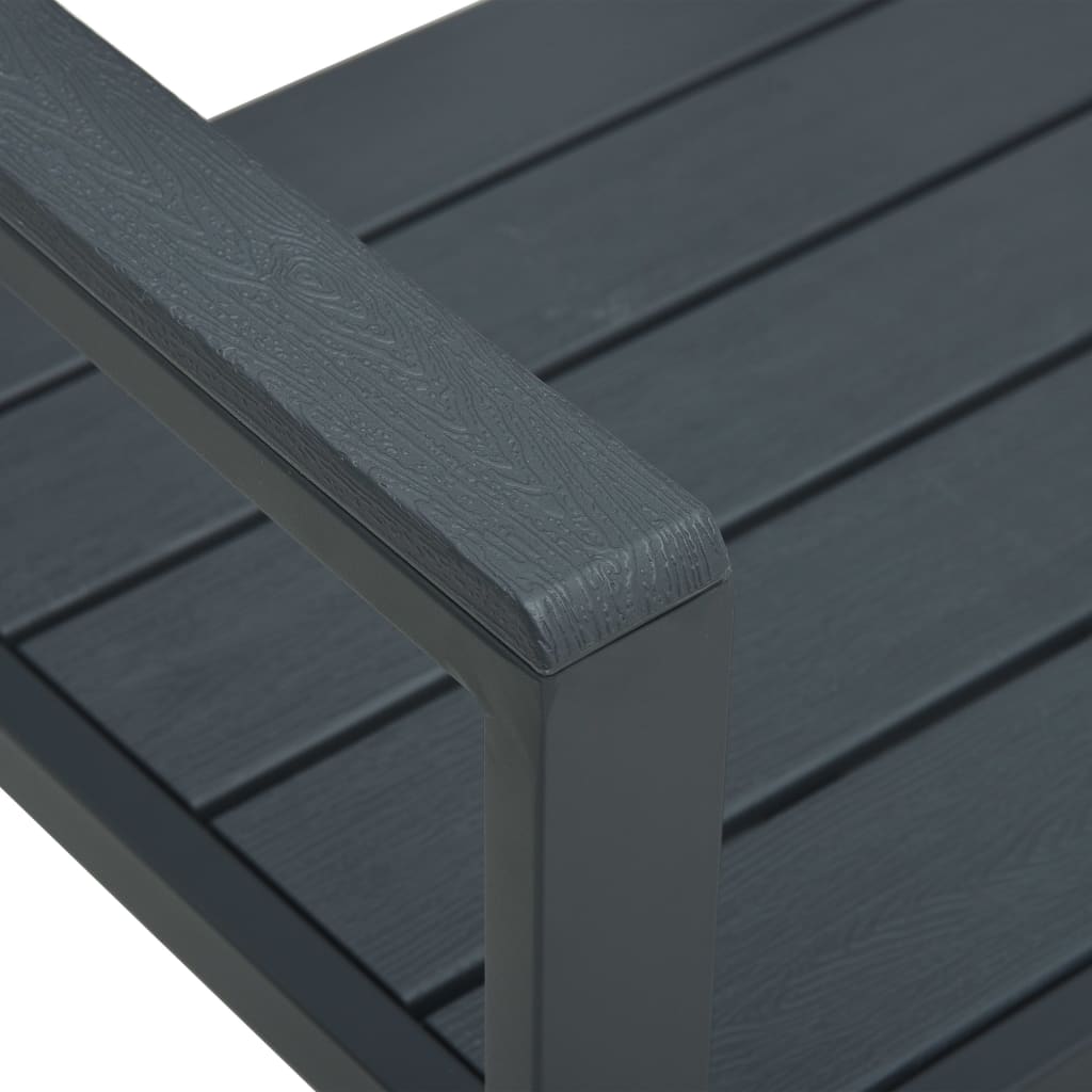 Hagebenk 120 cm HDPE grå treutseende