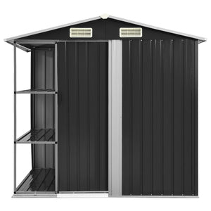Hageskur med hylle antrasitt 205x130x183 cm jern