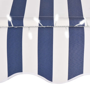 Manual retractable awning with LED 300 cm blue and white