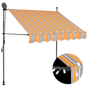 Manual retractable awning with LED 200 cm yellow and blue