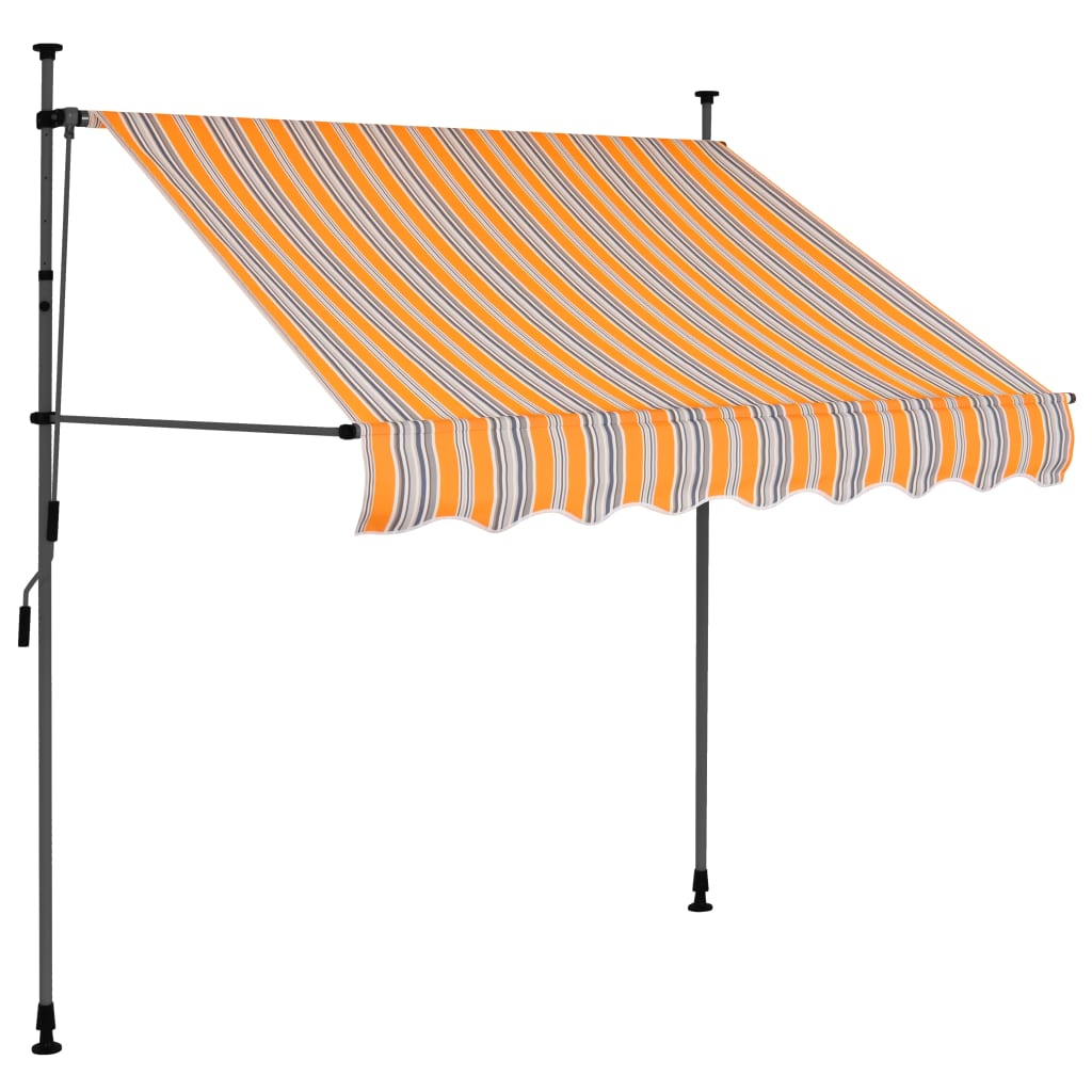 Manual retractable awning with LED 200 cm yellow and blue