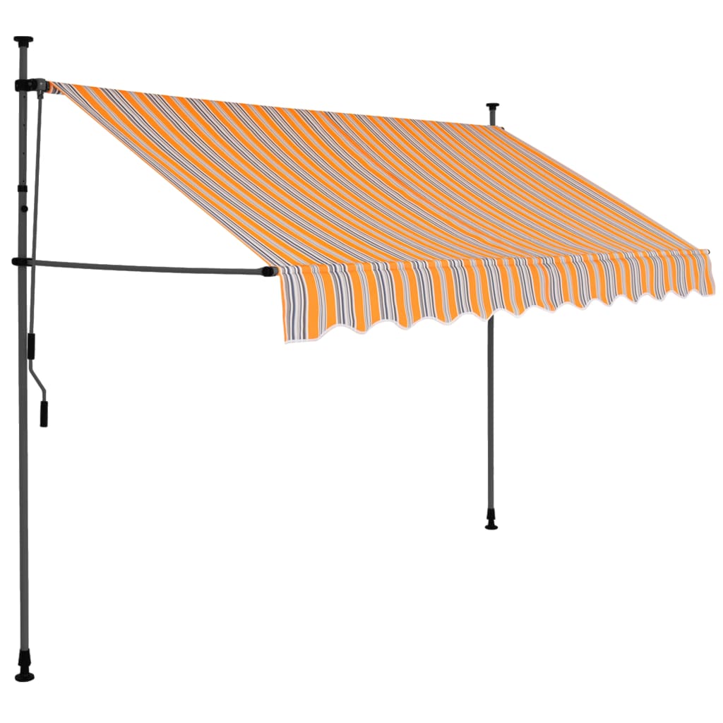 Manual retractable awning with LED 300 cm yellow and blue