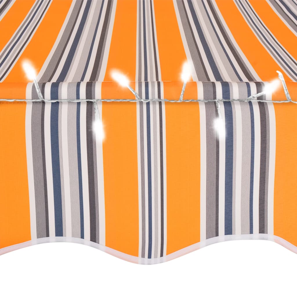 Manual retractable awning with LED 300 cm yellow and blue