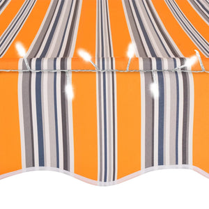 Manual retractable awning with LED 300 cm yellow and blue