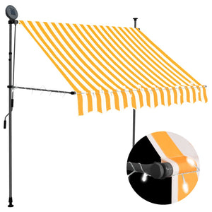 Manual retractable awning with LED 200 cm white and orange