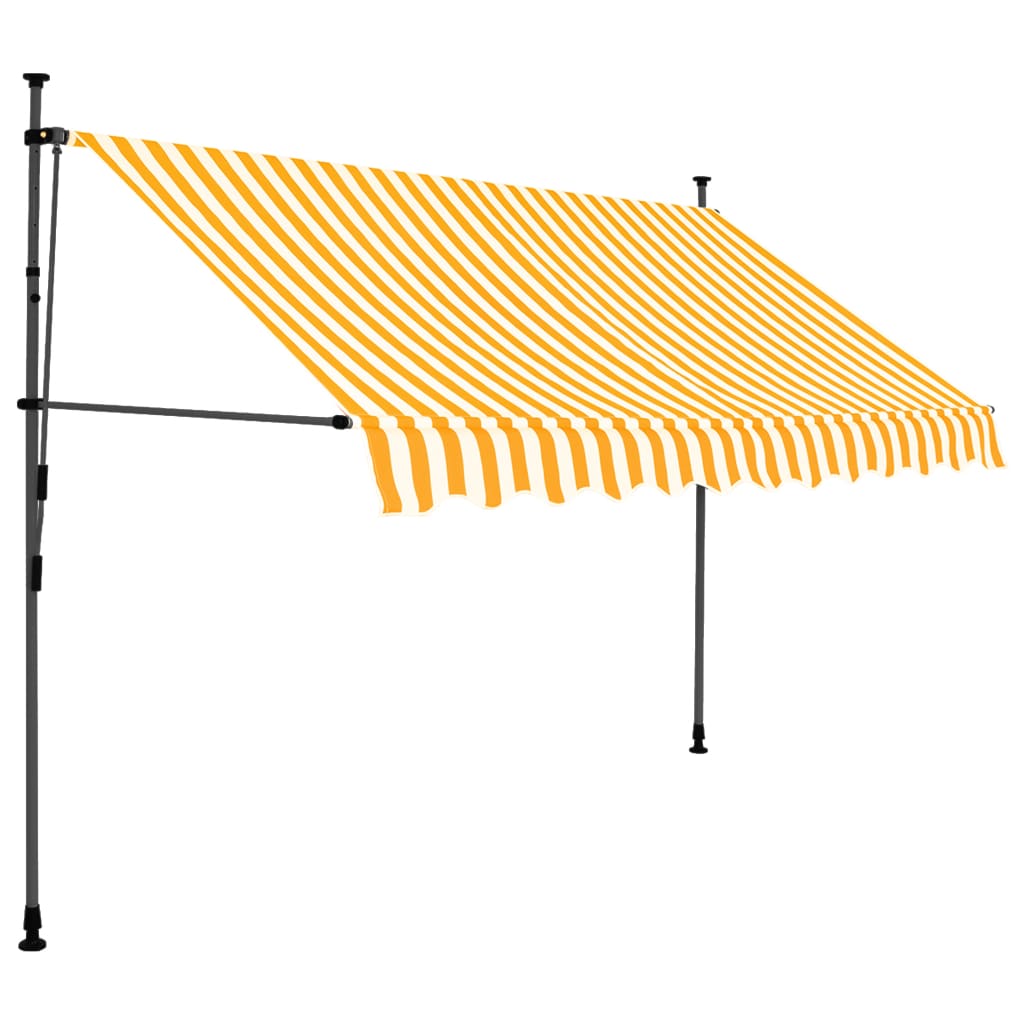 Manual retractable awning with LED 300 cm white and orange