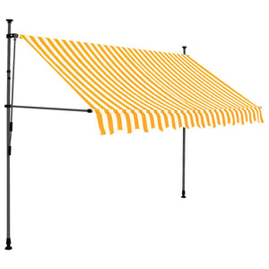 Manual retractable awning with LED 300 cm white and orange