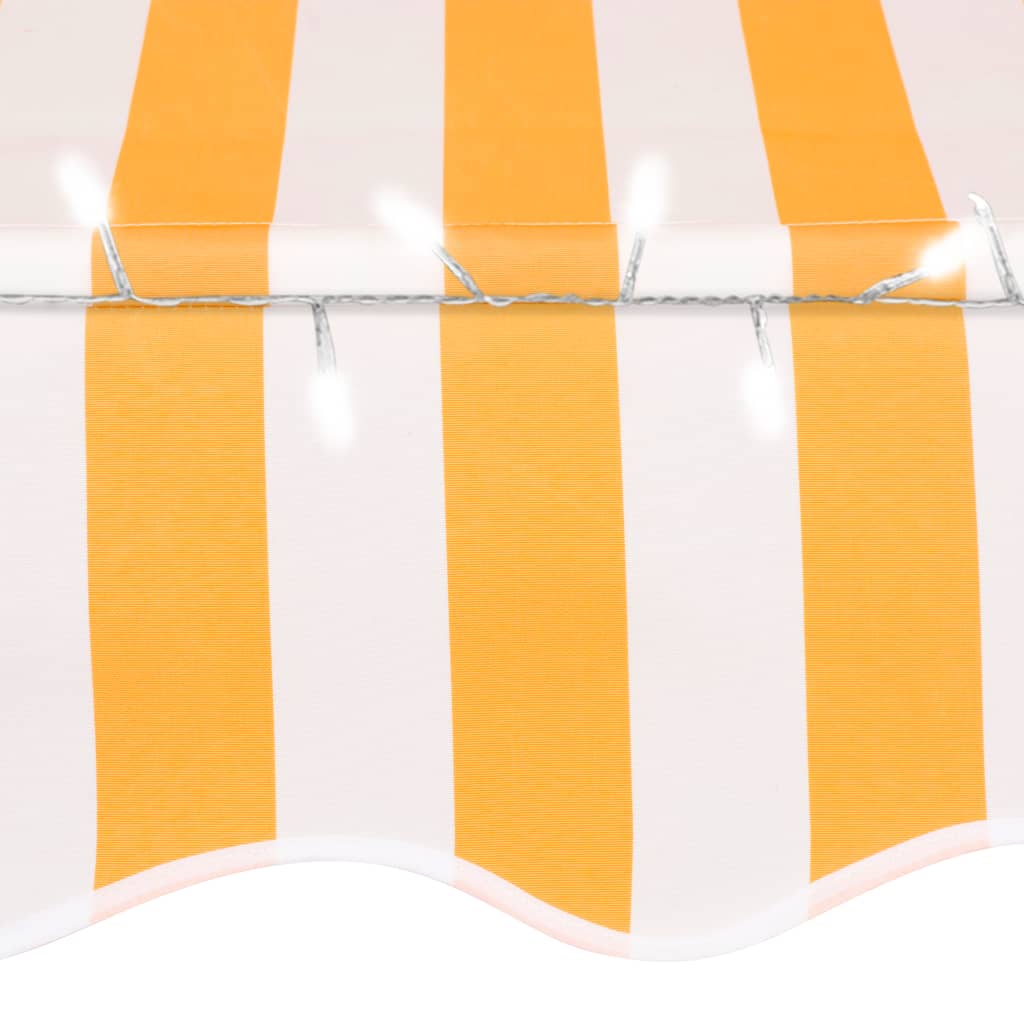 Manual retractable awning with LED 300 cm white and orange