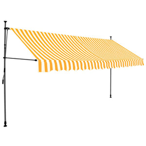 Manual retractable awning with LED 400 cm white and orange