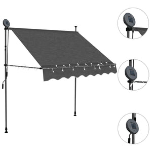 Manuell uttrekkbar markise med LED 200 cm antrasitt