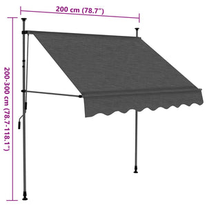 Manuell uttrekkbar markise med LED 200 cm antrasitt
