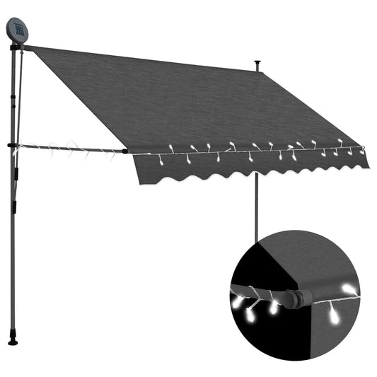 Manuell uttrekkbar markise med LED 250 cm antrasitt