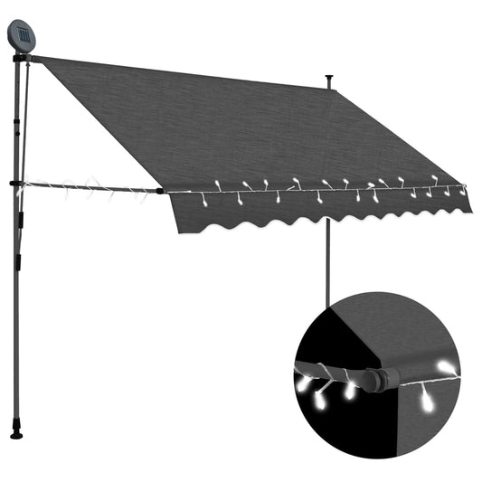 Manual retractable awning with LED 300 cm anthracite