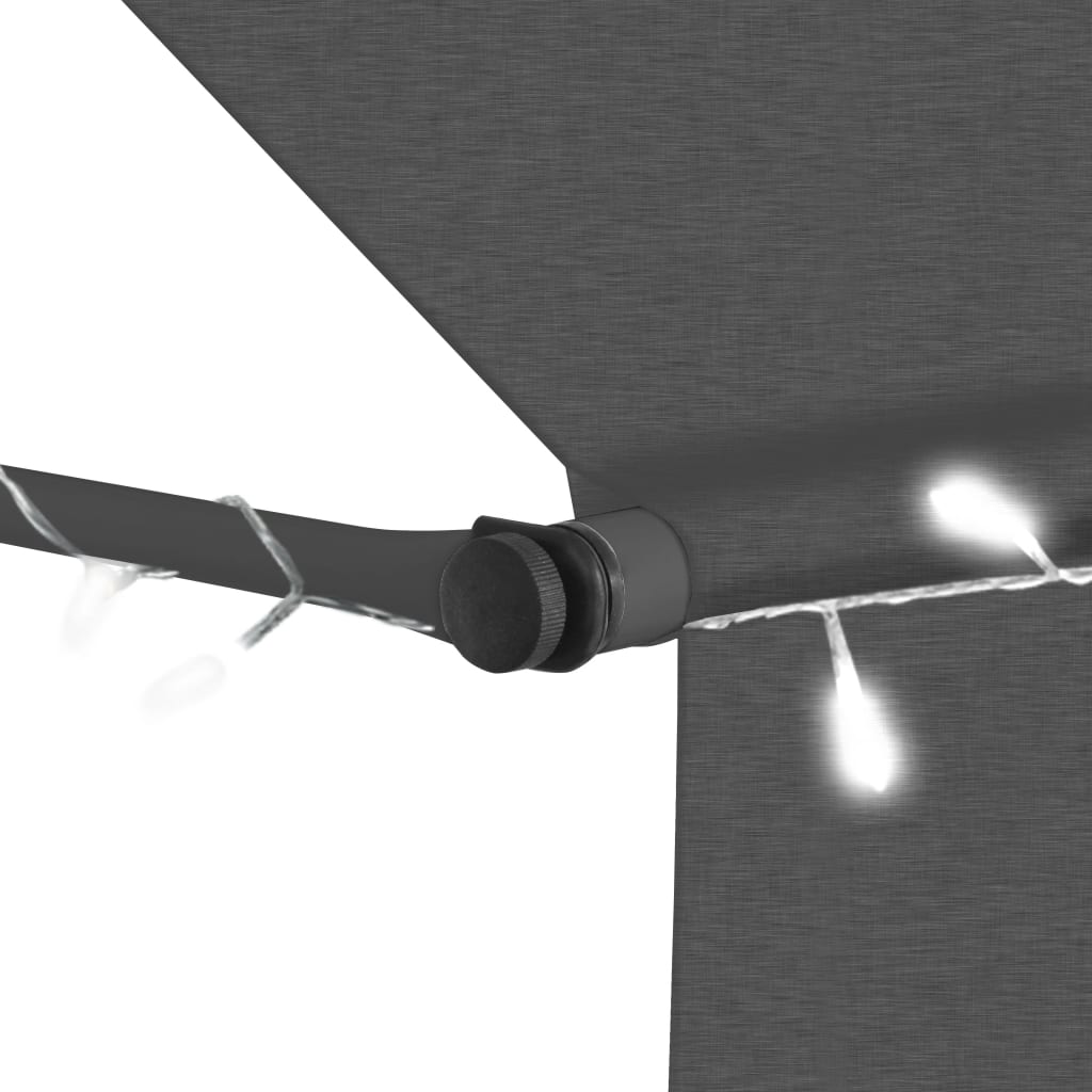 Manual retractable awning with LED 300 cm anthracite