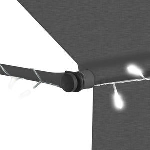 Manual retractable awning with LED 300 cm anthracite