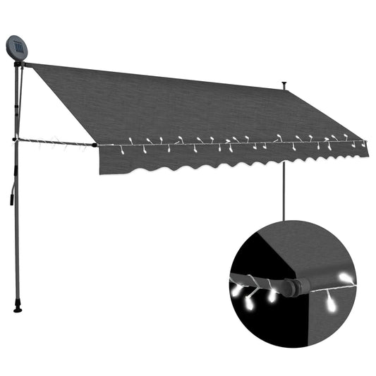 Manual retractable awning with LED 350 cm anthracite