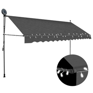 Manual retractable awning with LED 350 cm anthracite
