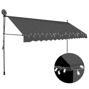 Manual retractable awning with LED 400 cm anthracite
